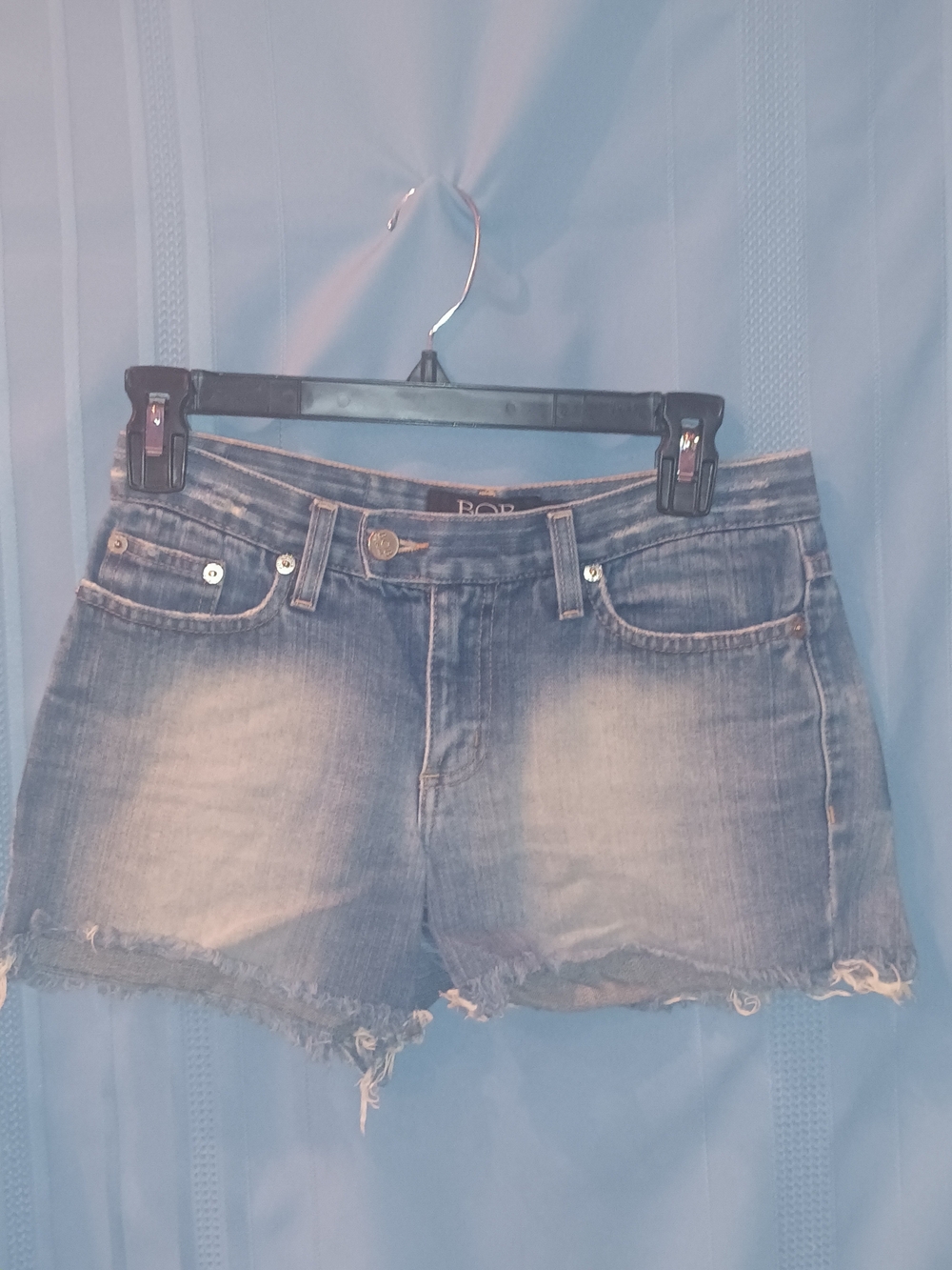 Bob's Faded Blue Distressed Denim Shorts - Women's